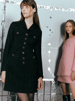 [단독기획] Lena Velvet Tweed Dress_2colors