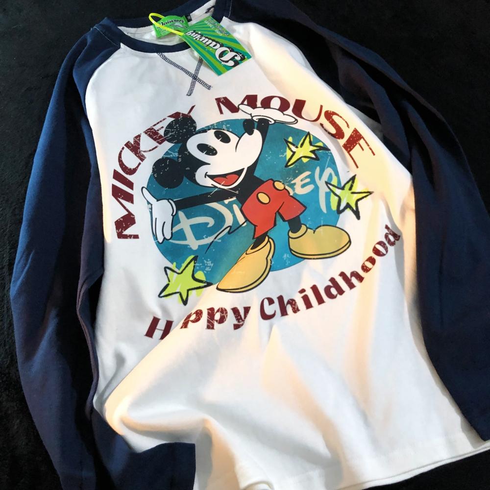 3컬러 미키 빈티지 나그랑 긴팔 티셔츠