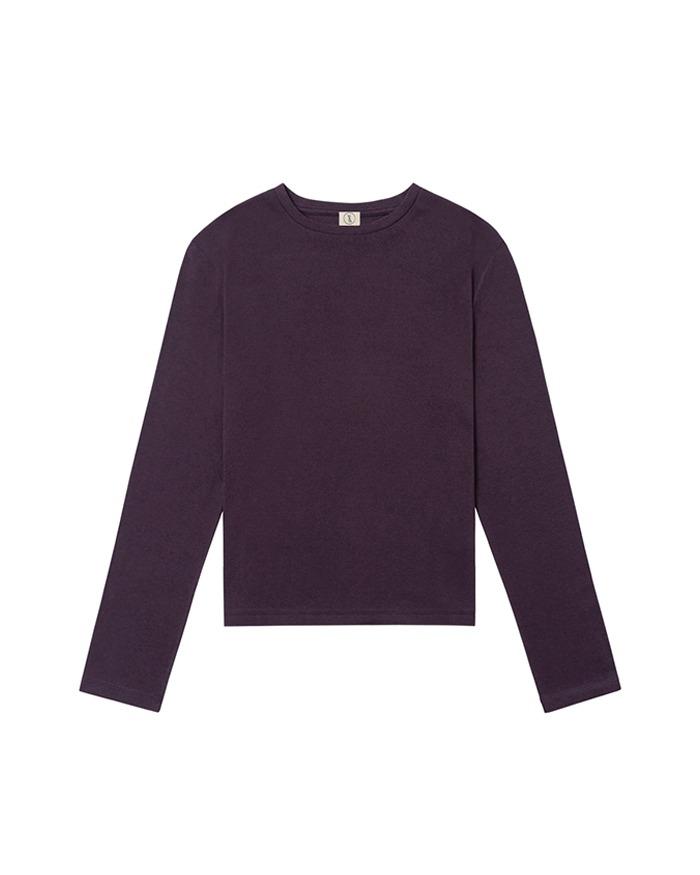 CREW NECK LONG SLEEVE TEE - PLUM