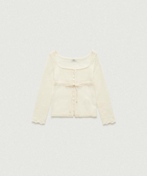 Velin Tie Mohair Knit Cardigan_Ivory