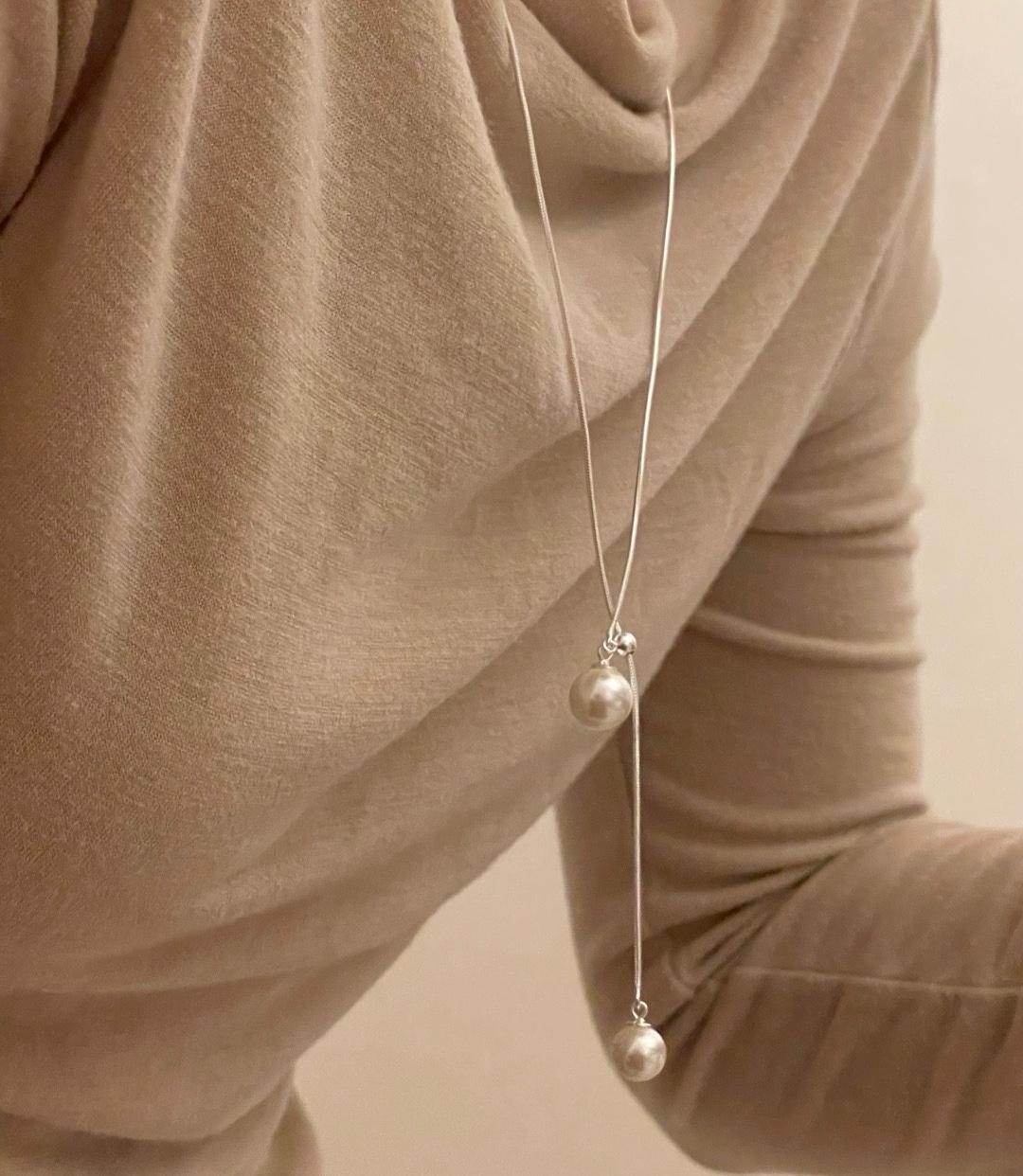 (silver925) Feminine slide drop pearl necklace
