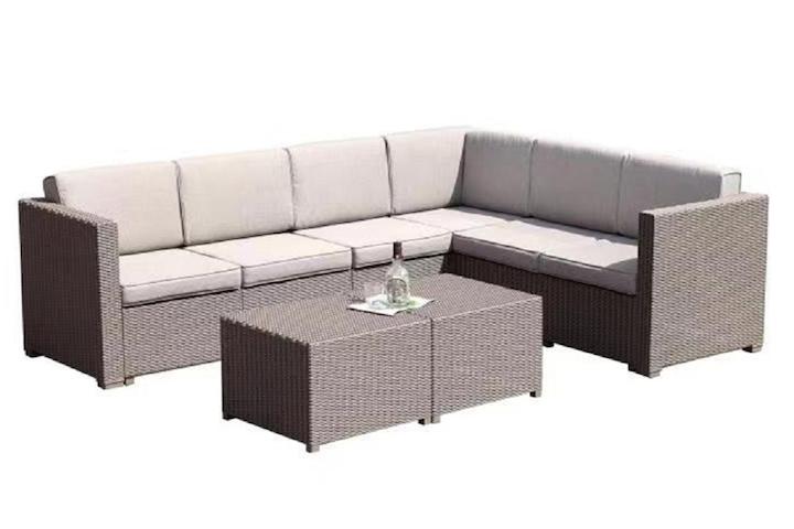 라탄 야외테이블세트 코너형 테라스 옥상 정원 리조트 테이블 6인 카페 가든