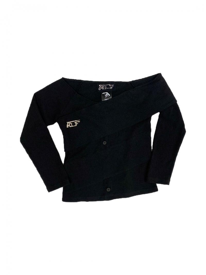 DRAPED OFF-SHOULDER [ BLACK ]