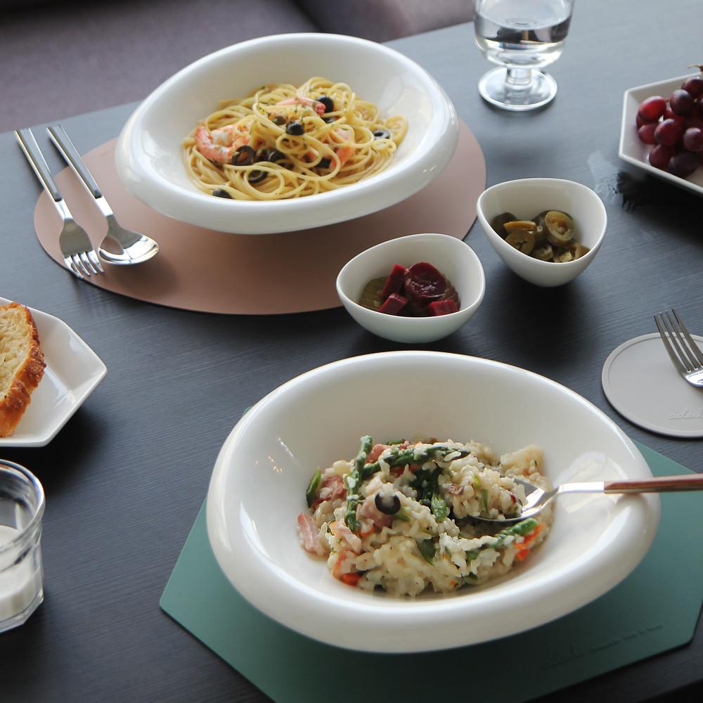 끌리메 크림화이트 페블 파스타볼과 래머킨 4P / 스파게티 면기 볶음밥 비빔면