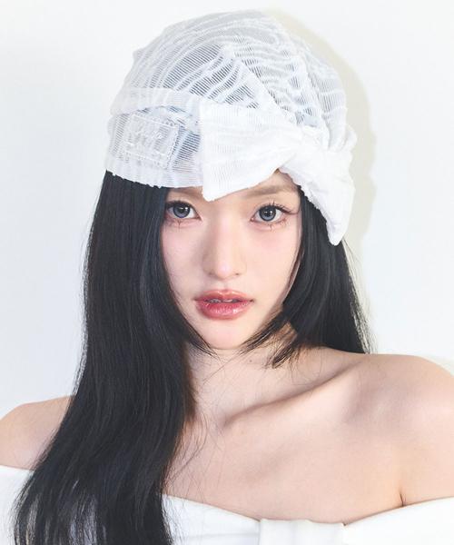 보우 레이스 비니 화이트