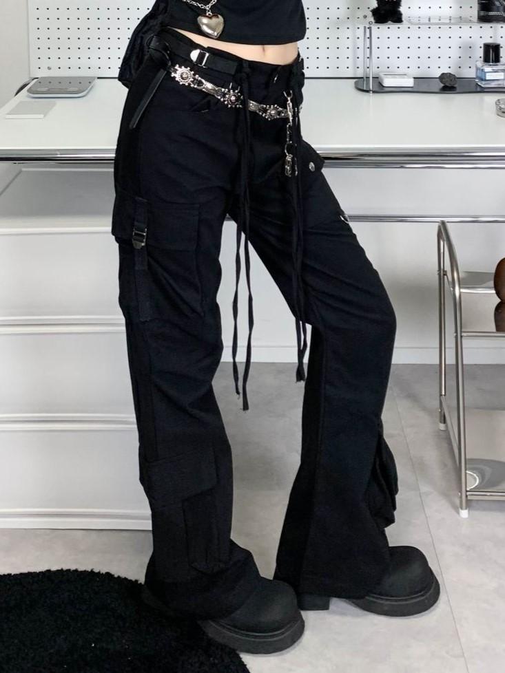 러브디스컬처 [women] 벨트 스트링 부츠컷 카고팬츠