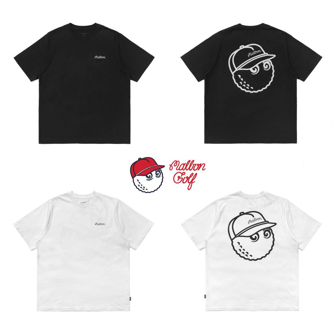 말본 골프 반팔 볼드윈 버킷스 노크아웃 로고 티 셔츠 블랙 화이트