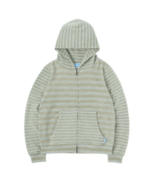 Striped Knit Zip Hoodie - Sage