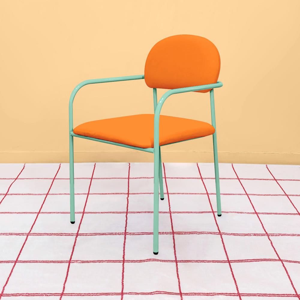 카페의자 인테리어의자 디자인 의자 가죽 업소용 철제 커스텀 컬러 살구체어