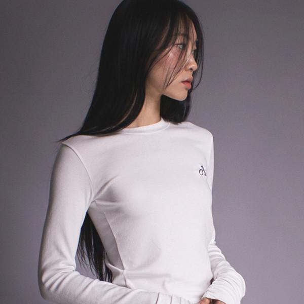 Shirring long sleeve top white