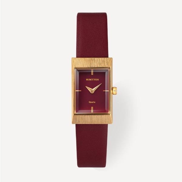 Grid leather watch (그리드 레더 워치) Bugundy/Gold
