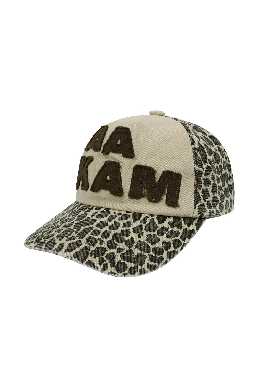 Leopard Patch Cotton Ball Cap (Brown)