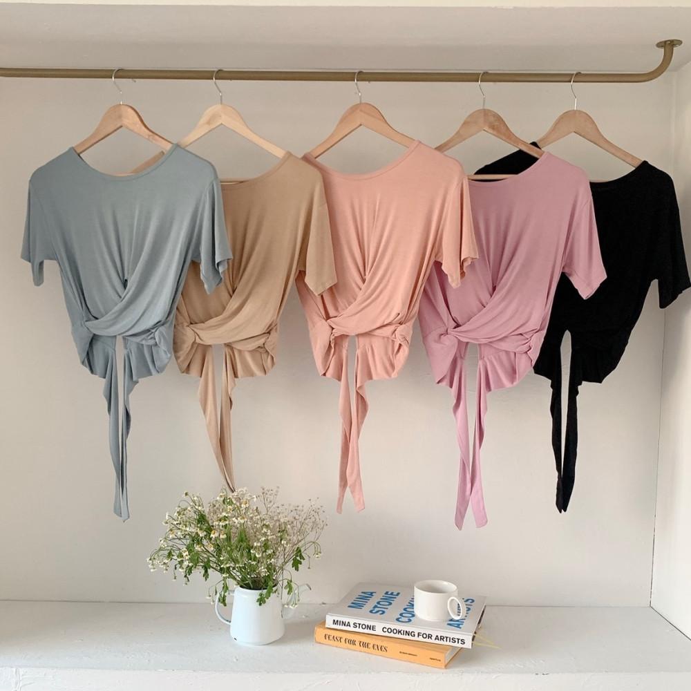 뮤토웨어 리본 타이 커버업 필라테스복 필라테스옷 필라테스 상의 운동복 반팔 요가복 여성