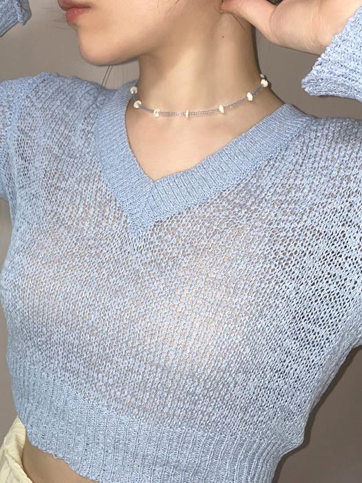 아이스 플라워 비즈 목걸이