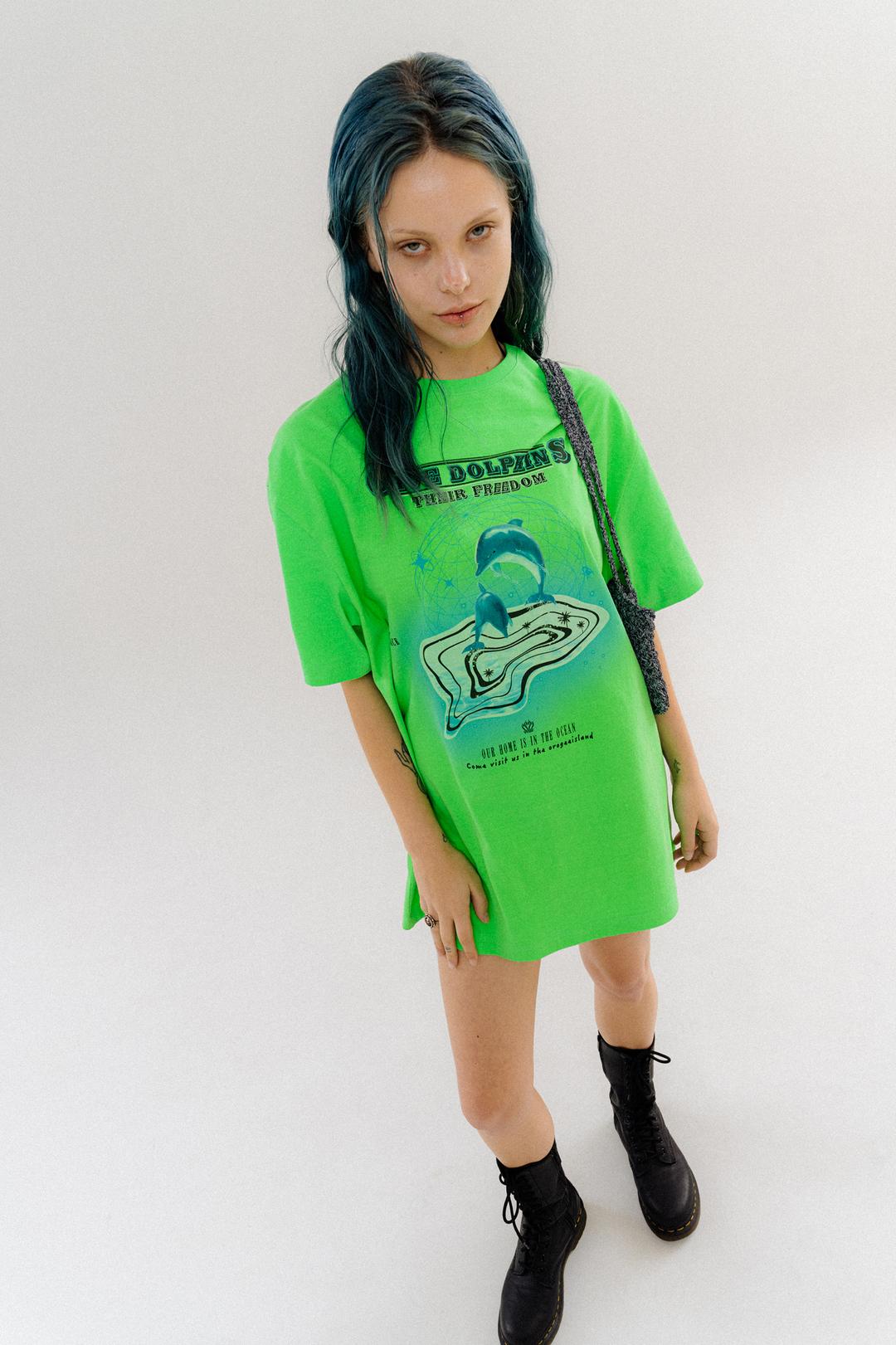 Dolphin Freedom Two-way T-shirt_Island Green