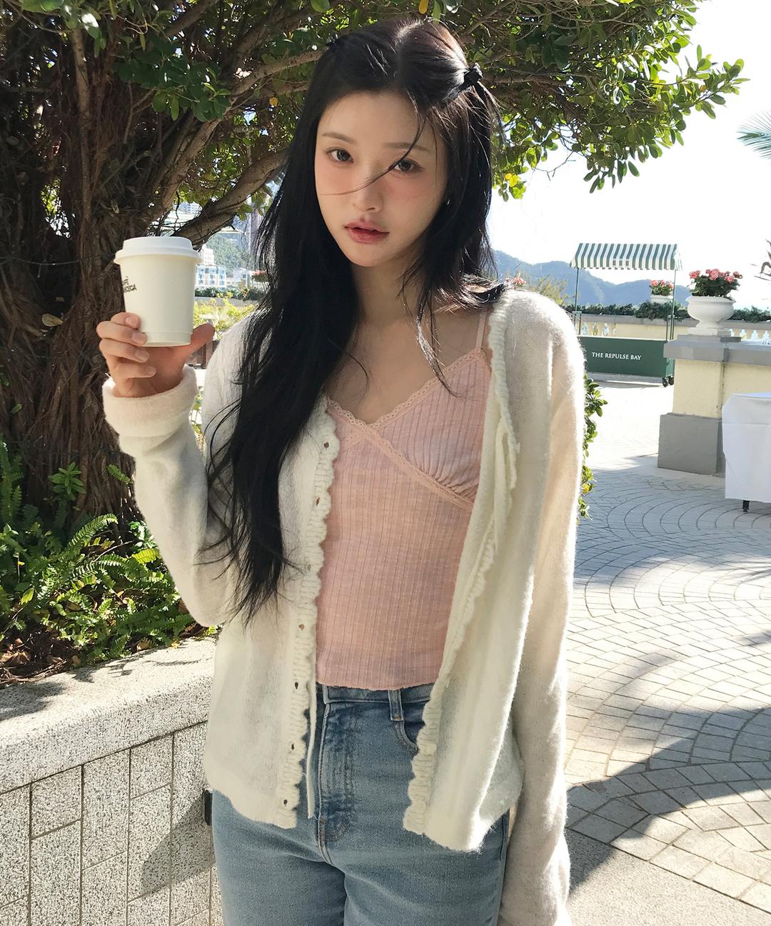 레터프롬문 [그레이 3/13, 아이보리 3/16 순차배송] 헤일라 스칼럽 레이어드 가디건 ( 2 colors )