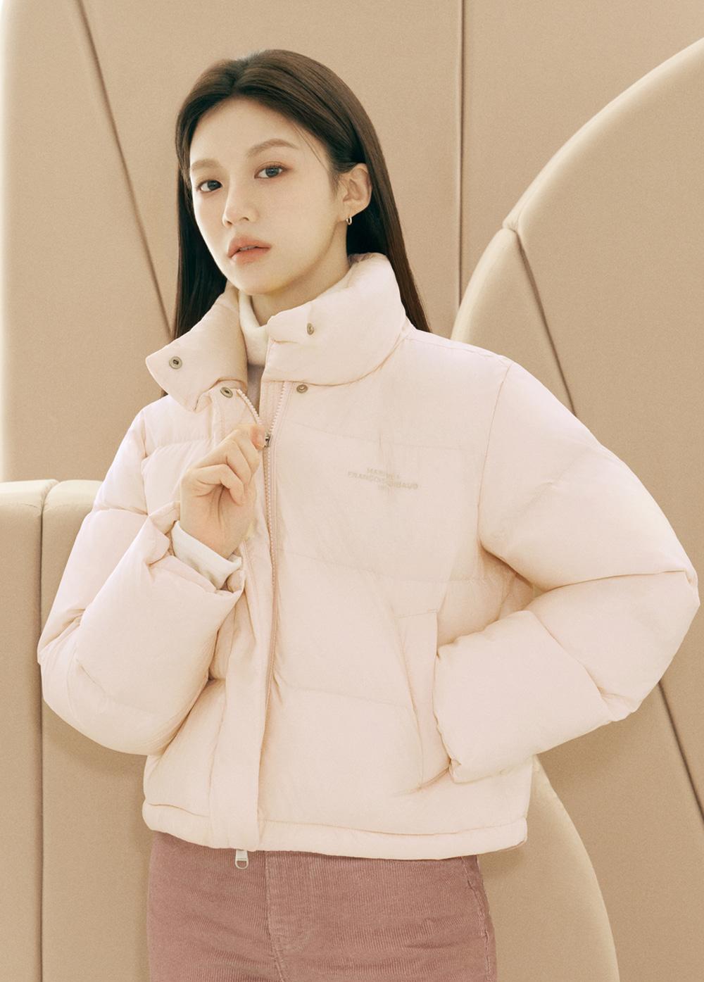 W BASIC DUCK DOWN CROP PUFFER light pink
