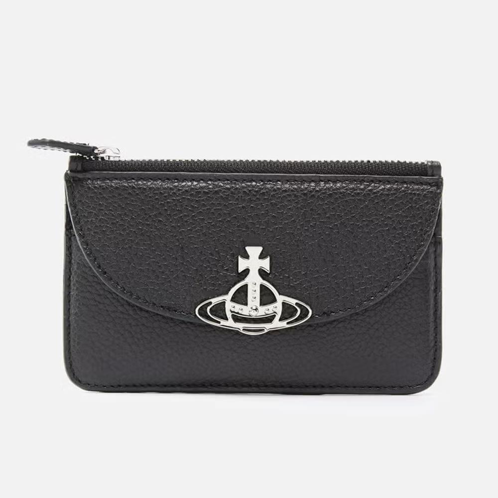 비비안웨스트우드 하프문 카드지갑 블랙 그레인 레더 
