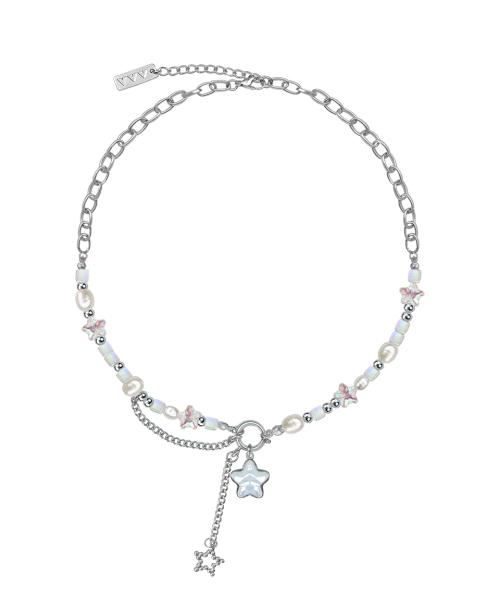 오로라 별 진주 체인 드롭 써지컬 목걸이