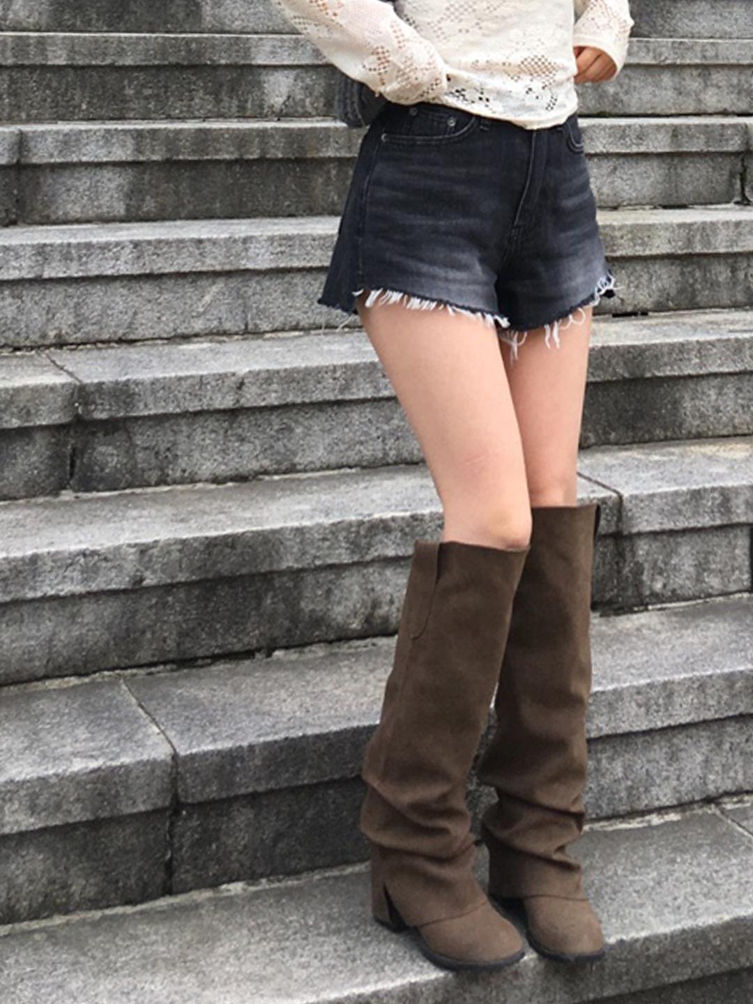 shirring fold boots