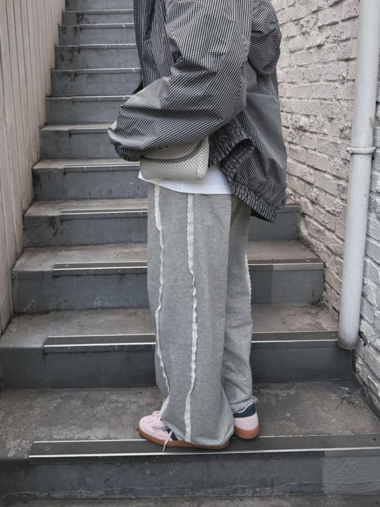 프릴 레이스 조거 스웻 팬츠