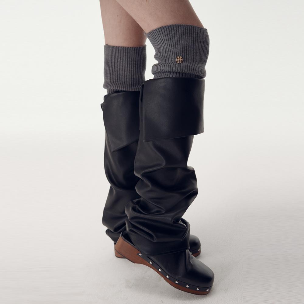 Faux Leather Leg Warmer, Black