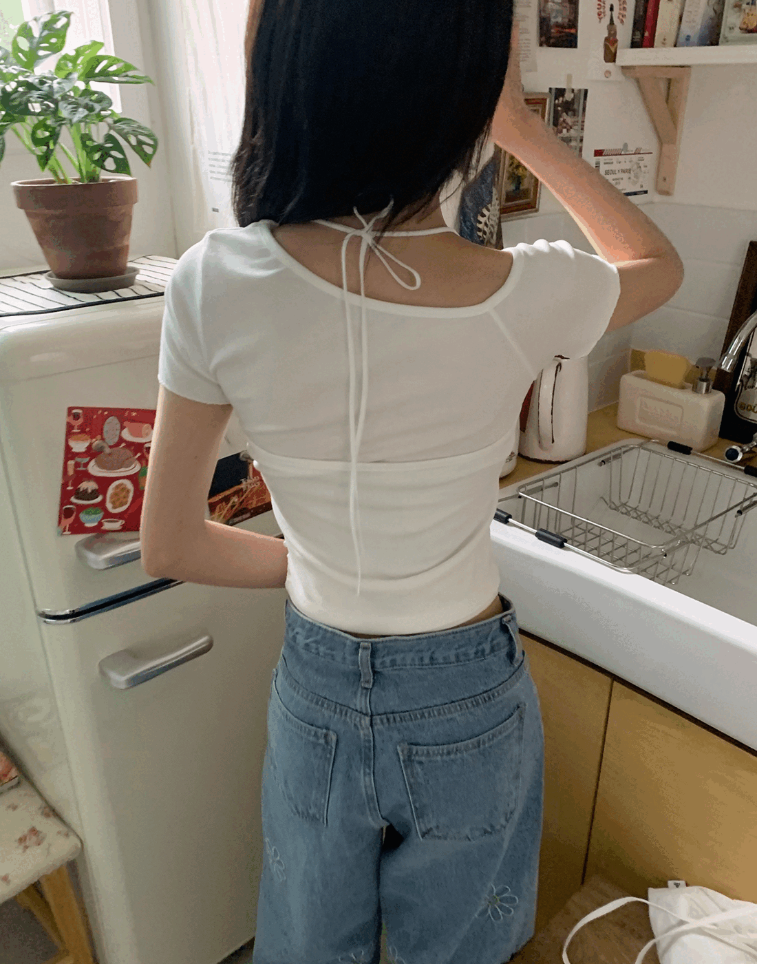 쿨 레이어드 뷔스티에+반팔 티셔츠 set