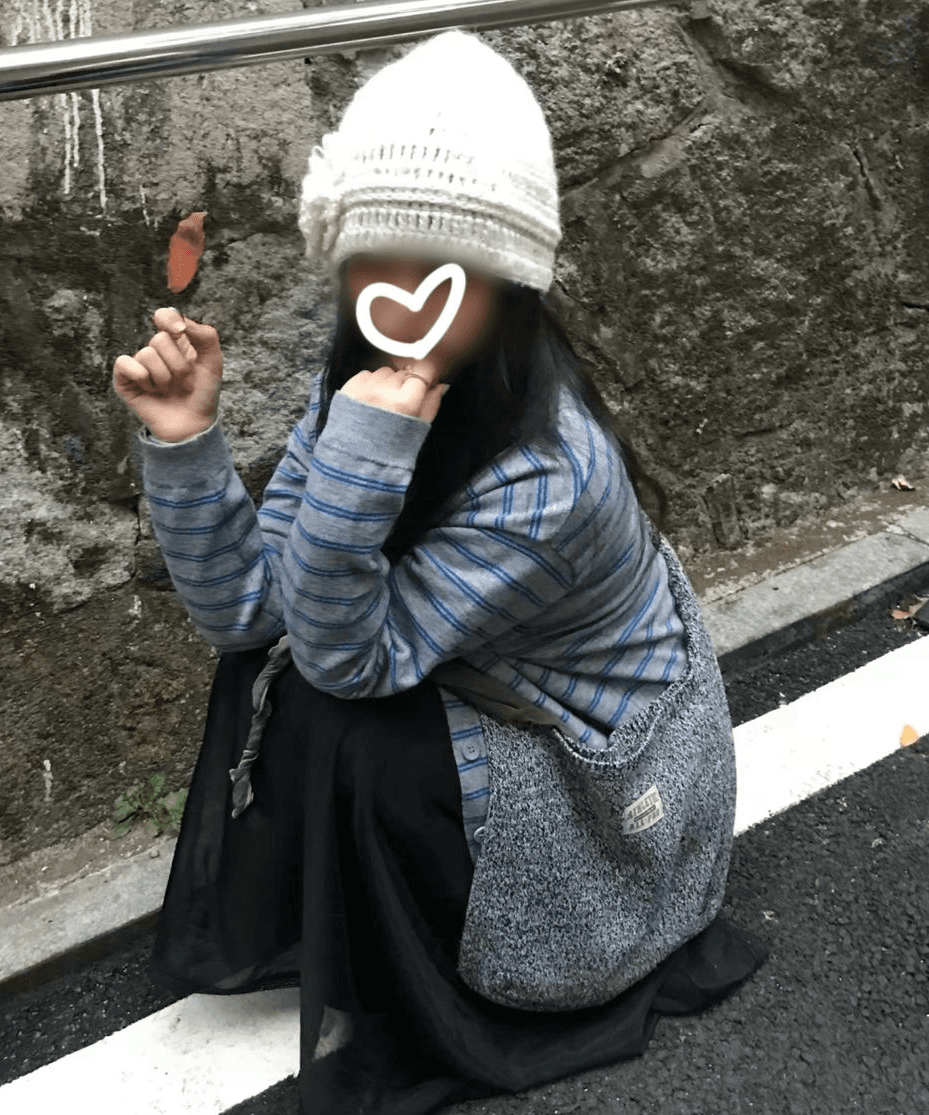 블루하츠 블루 스트라이프 그레이 버튼 가디건