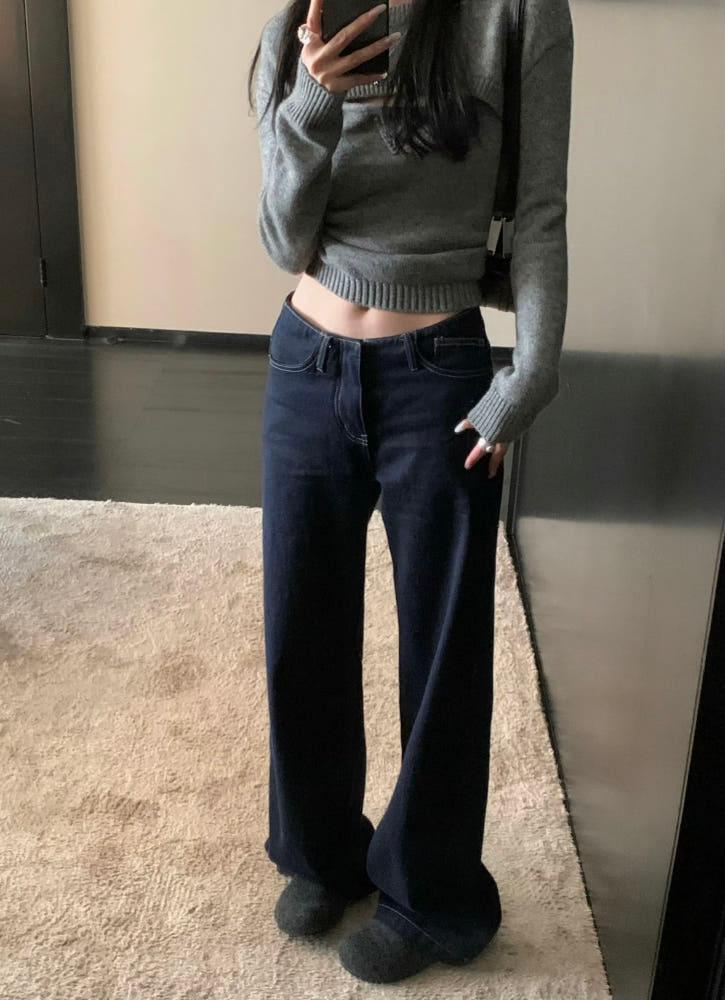 레트로 스트레이트 데님팬츠