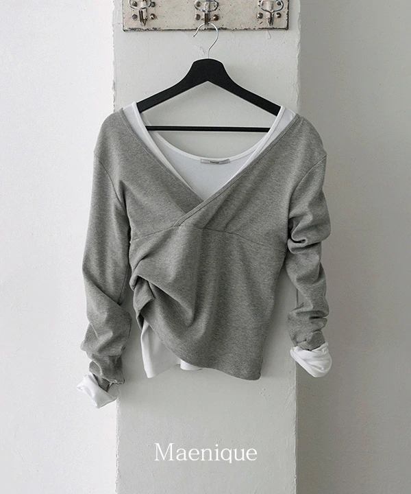 [🌿봄신상/MNQ] 티어넌 레이어드 브이넥 긴소매 티셔츠