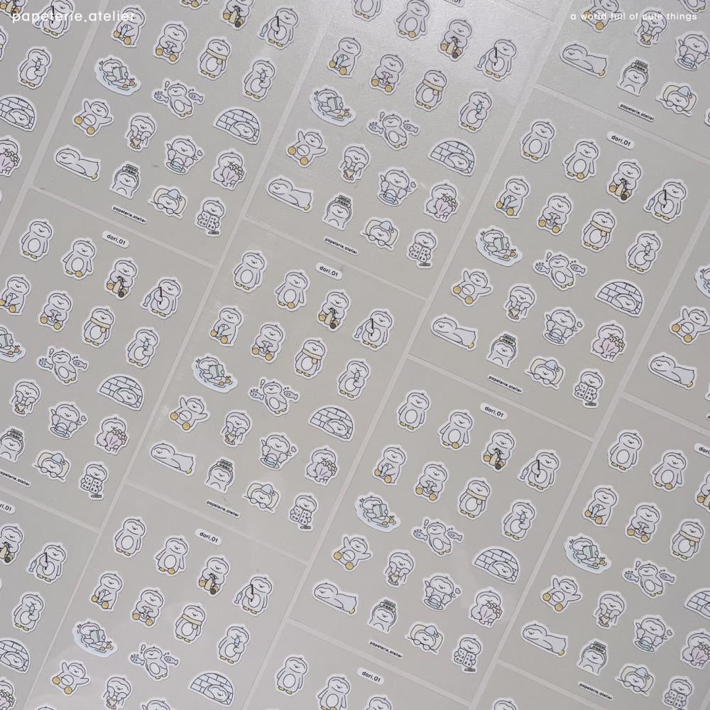 dori 01 removable sticker  펭귄캐릭터 다이어리꾸미기 리무버블 씰 스티커