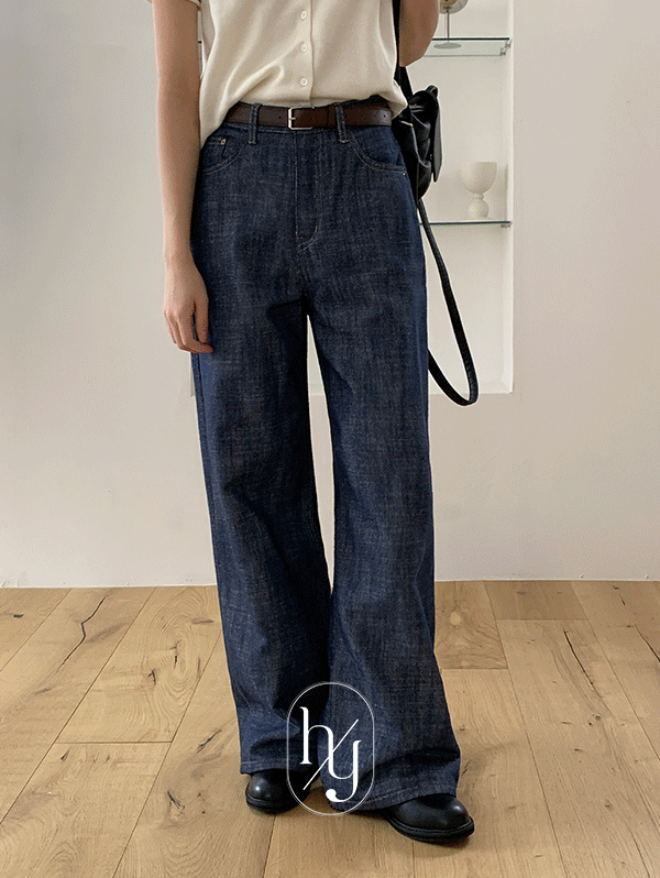 로빈유 [린넨 브랜딩 데님] [HONEST, YOU] 윌로우 린넨 논페이드 생지 와이드 데님 - pt(S,M,L/숏ver,오리지널ver)