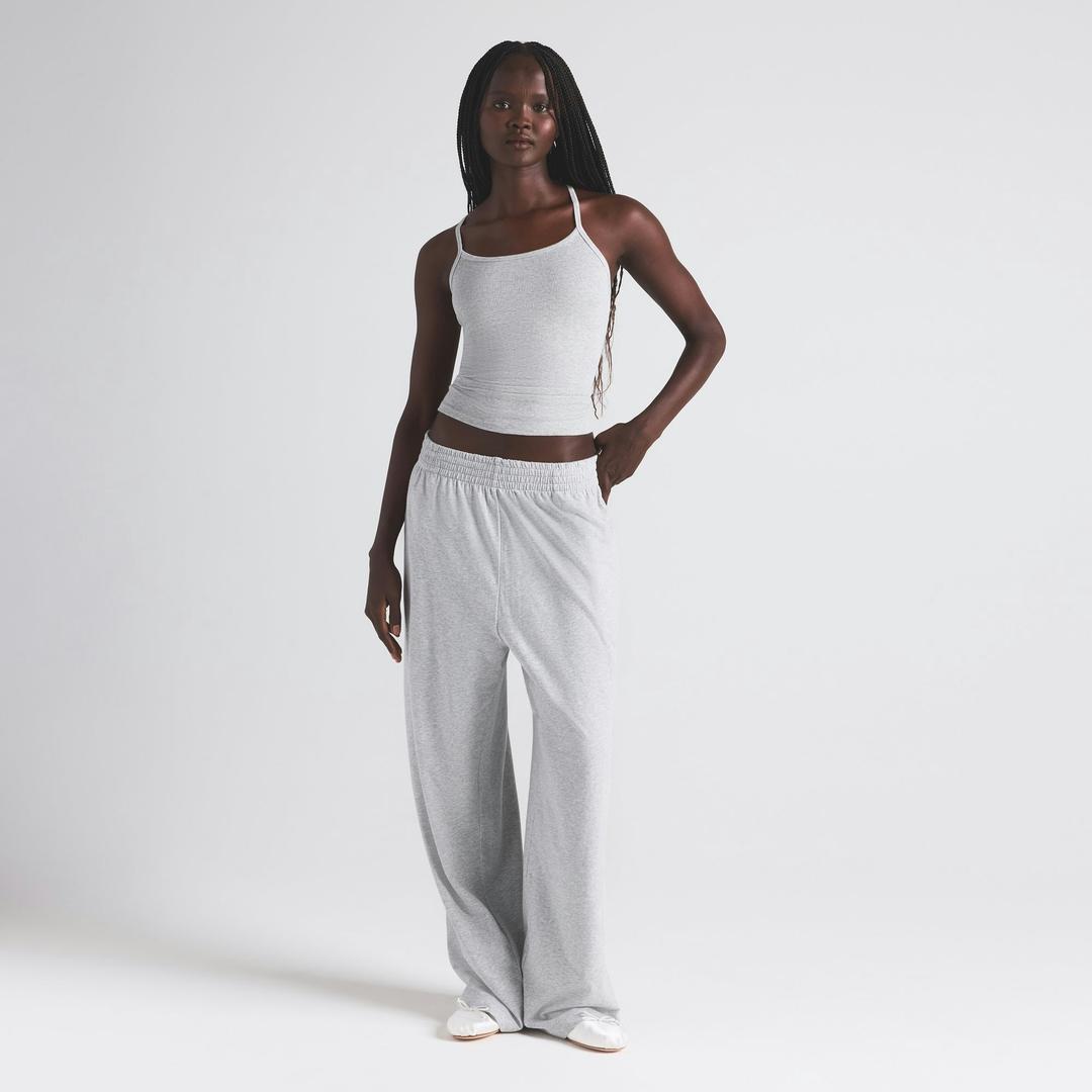 COTTON RIB LONG CAMI | LIGHT HEATHER GREY