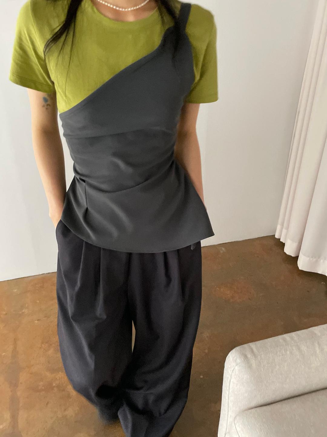 앤드 원숄더 스트랩 레이어드 뷔스티에 베스트