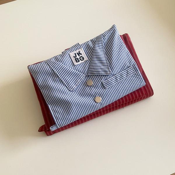Folded cloth diary cover - Blue stripes
