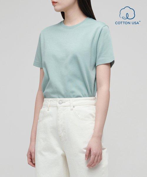 우먼즈 베이식 크루 넥 반팔 티셔츠 [더스티 민트]