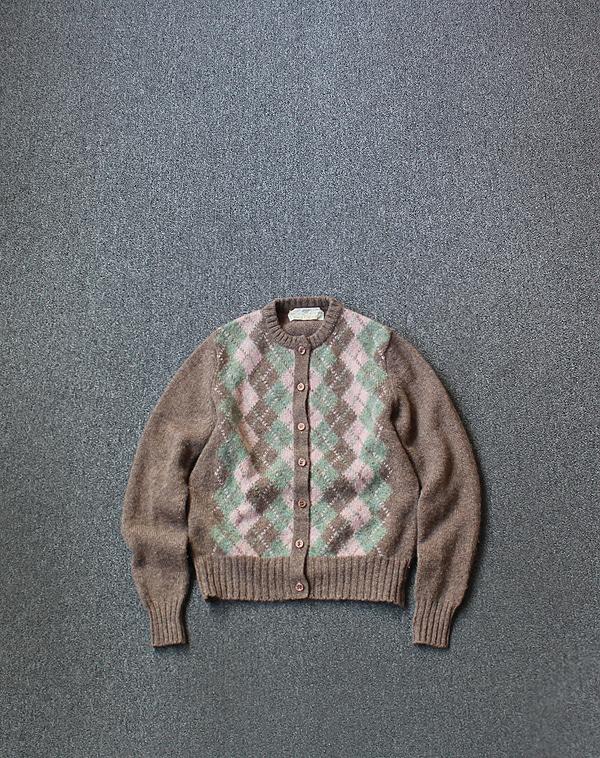 Vtg BRAEMAR Argyle Pattern Cardigan[Scotland made]