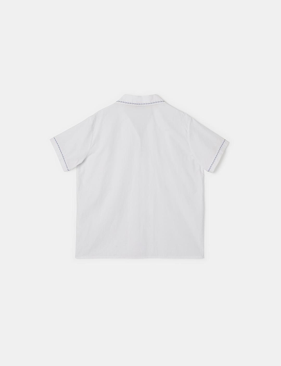 [2차] Flynn Emb V-neck Shirt (White)