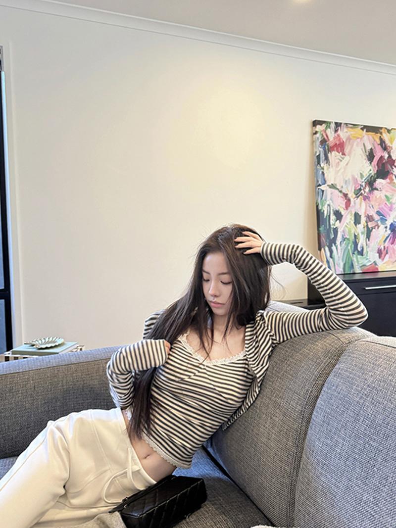 Various Pattern Crop Cardigan & Sleeveless SET (3Color)