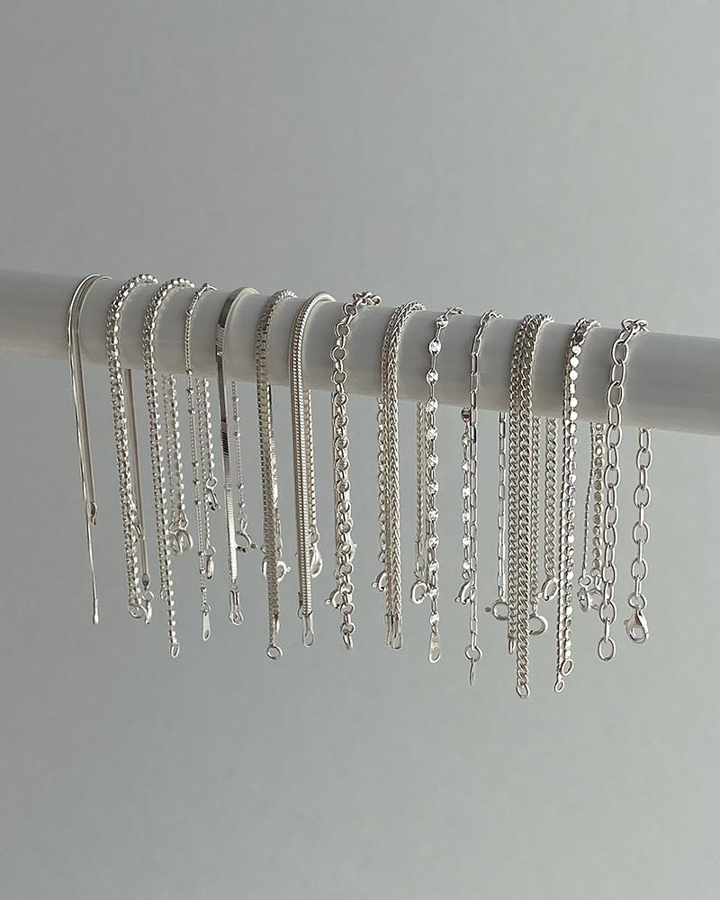 925 실버 순은 실 팔찌 뱀줄 체인 오링 볼 레이어드 베이직 기본 레이어드 은팔찌