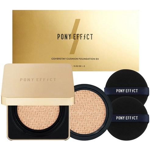 포니이펙트 커버스테이 쿠션 파운데이션 EX 본품 15g + 리필 15g, 001로지아이보리, 1세트