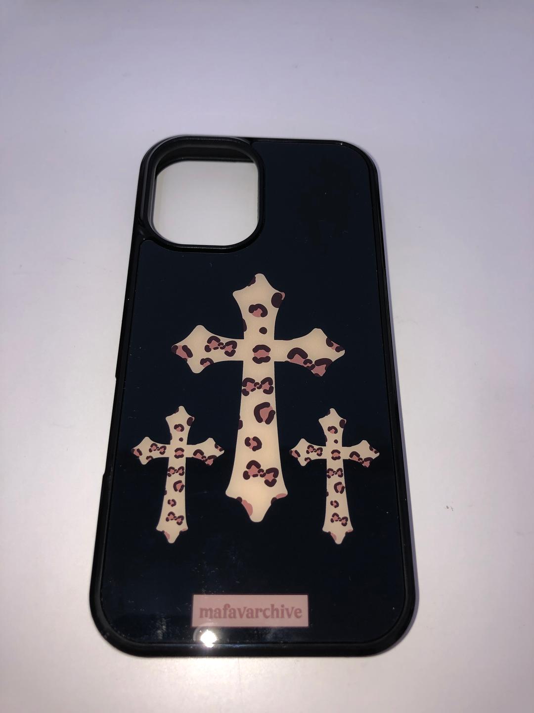 pink leopard cross magsafe glass case