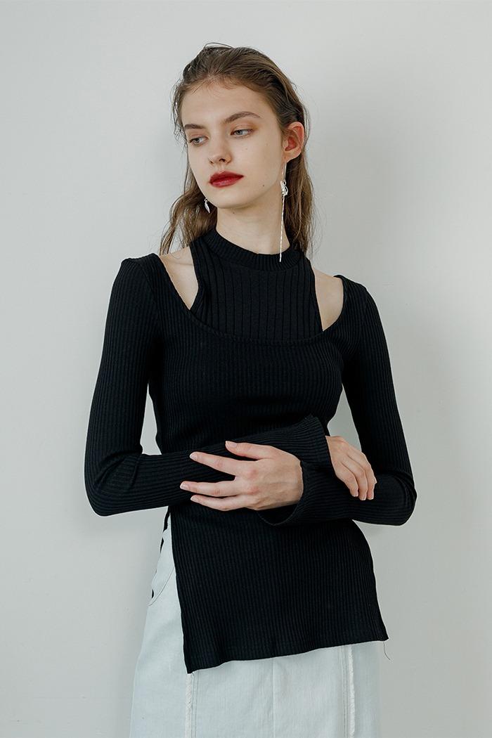 Layered T-shirt set (black)