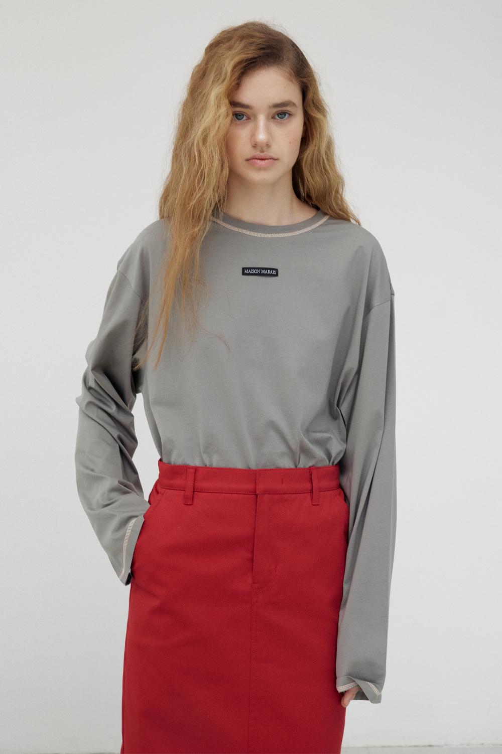 Oversized Long Sleeve T-Shirt, Charcoal