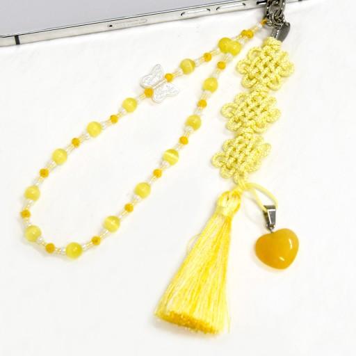 [선물] 국화매듭 나비 태슬 키링 - 화색