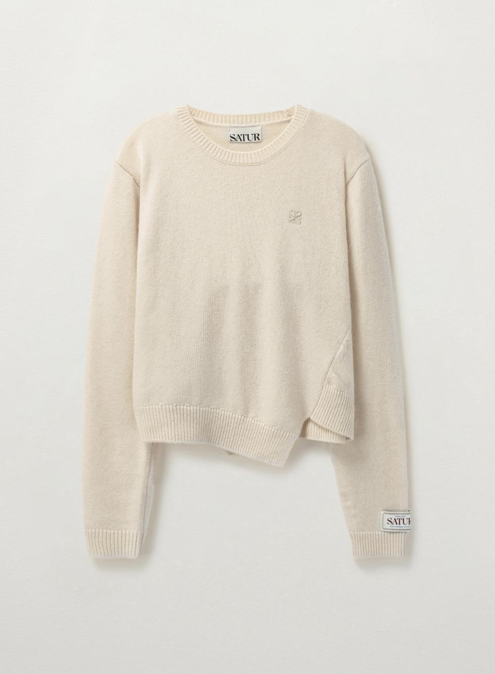 (W) Dublin Unbalanced Cashmere Blend Knit - Warm White