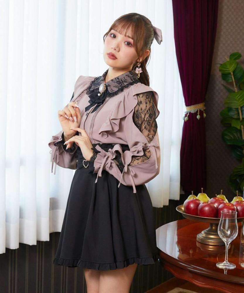 로지타 ROJITA 배색 리본 슬리브 블라우스 양산형 지뢰계