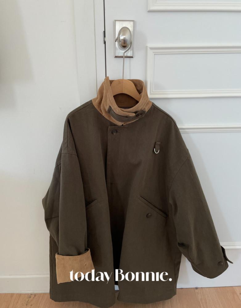 (제작) 골덴 배색 하프 야상 자켓