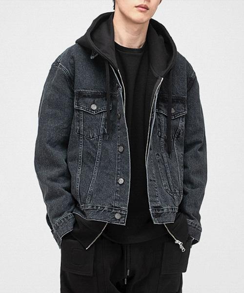 2001 SLOW WORKER DENIM WASH. JACKET [BLACK INDIGO]