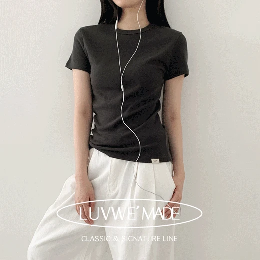 👕반팔ver.[MADE/늘어짐,비침X/숏,롱] *질좋은기본티* 워셔블 프로즌 탄탄 스탠다드 베이직 슬림핏 무지 라운드 반팔티 (5color)